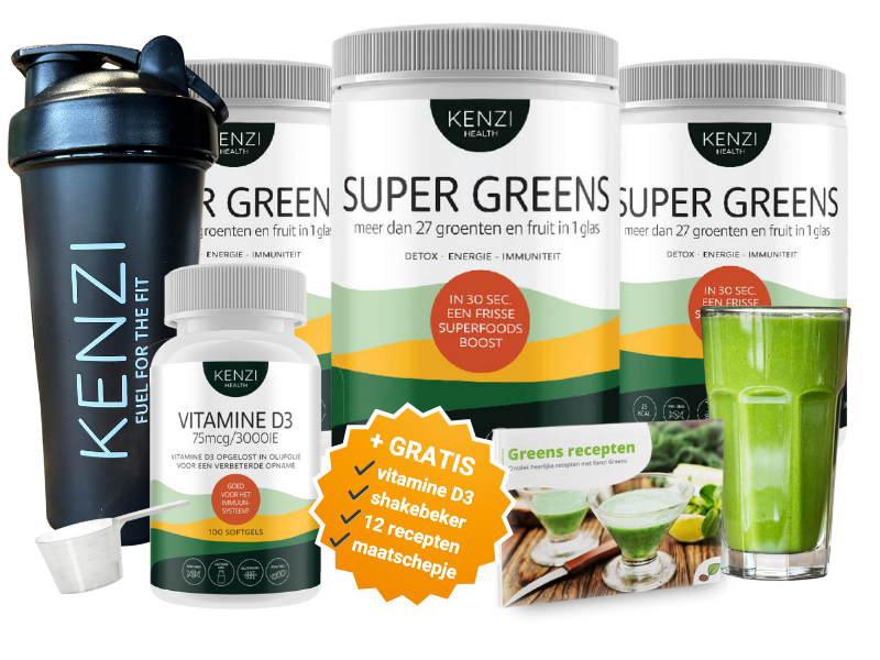 Spiruella kenzi super greens 3 pack shakebeker vitamine d3